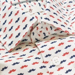 Mustache Print Long Sleeve Button-down Shirt